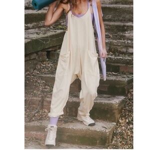 NWT Free People Beige/Banana Hot Shot Jumpsuit Size XS